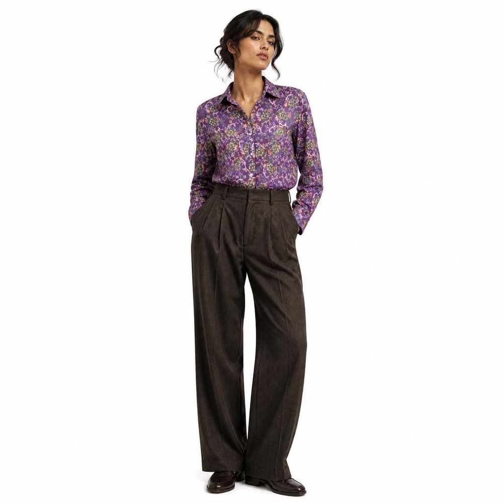 Vtg Lauren Ralph Lauren Petite‎ Purple Paisley Shirt 100% Cotton P/S Fall Boho